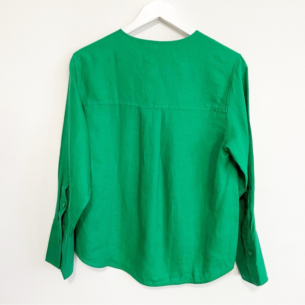 BOGO! Everlane Popover Shirt Flax Linen Grass Green Size Small - Picture 8 of 11